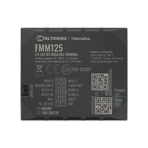 Picture of Teltonika FMM125 - 4G LTE CAT-M / 2G VEHICLE TRACKER WITH BLE, 1 WIRE Y DIGITAL I/O'S, RS232/RS485